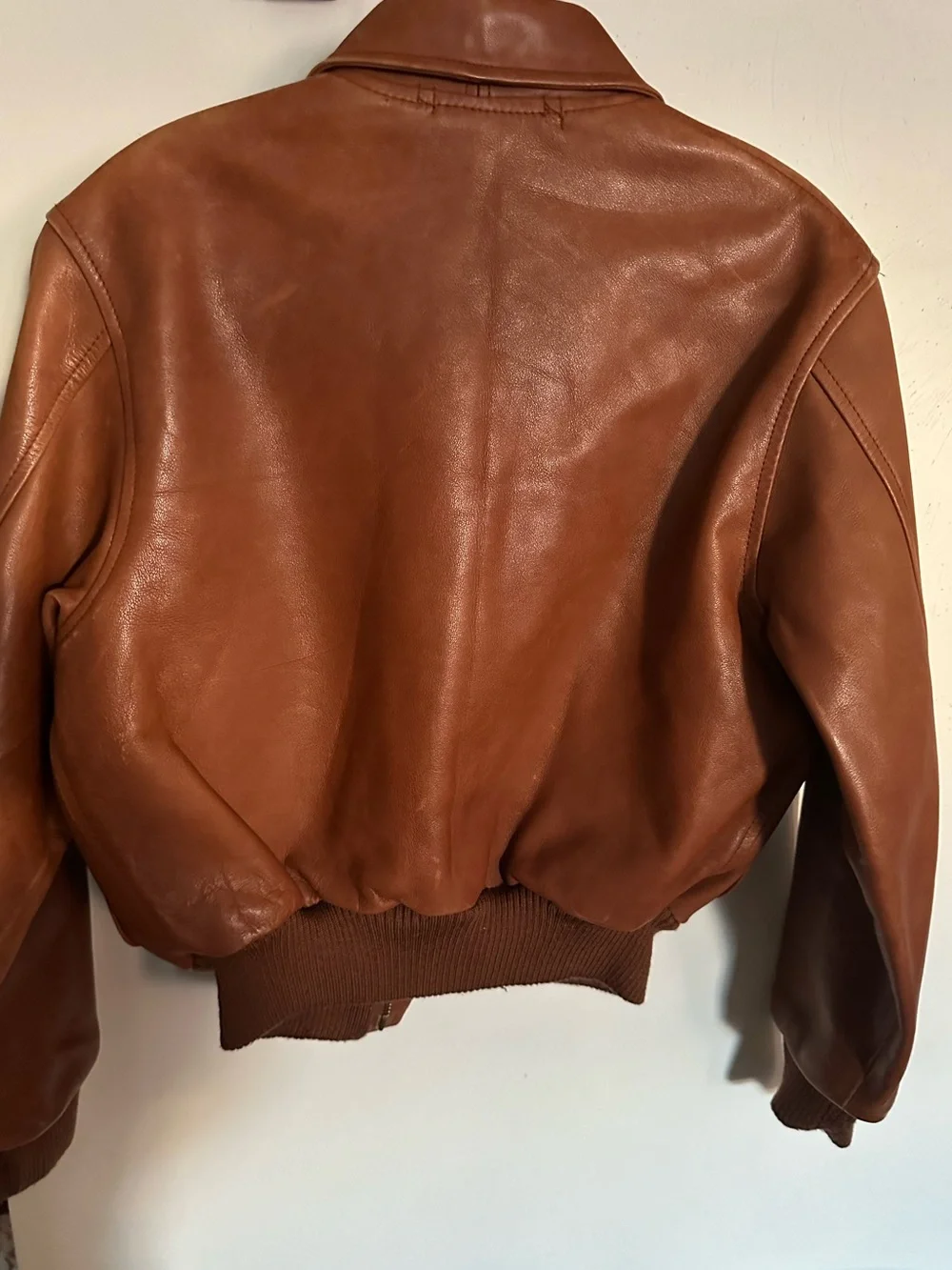 Vintage POLO Ralph Lauren Kids Brown Genuine Leather Bomber Jacket Coat